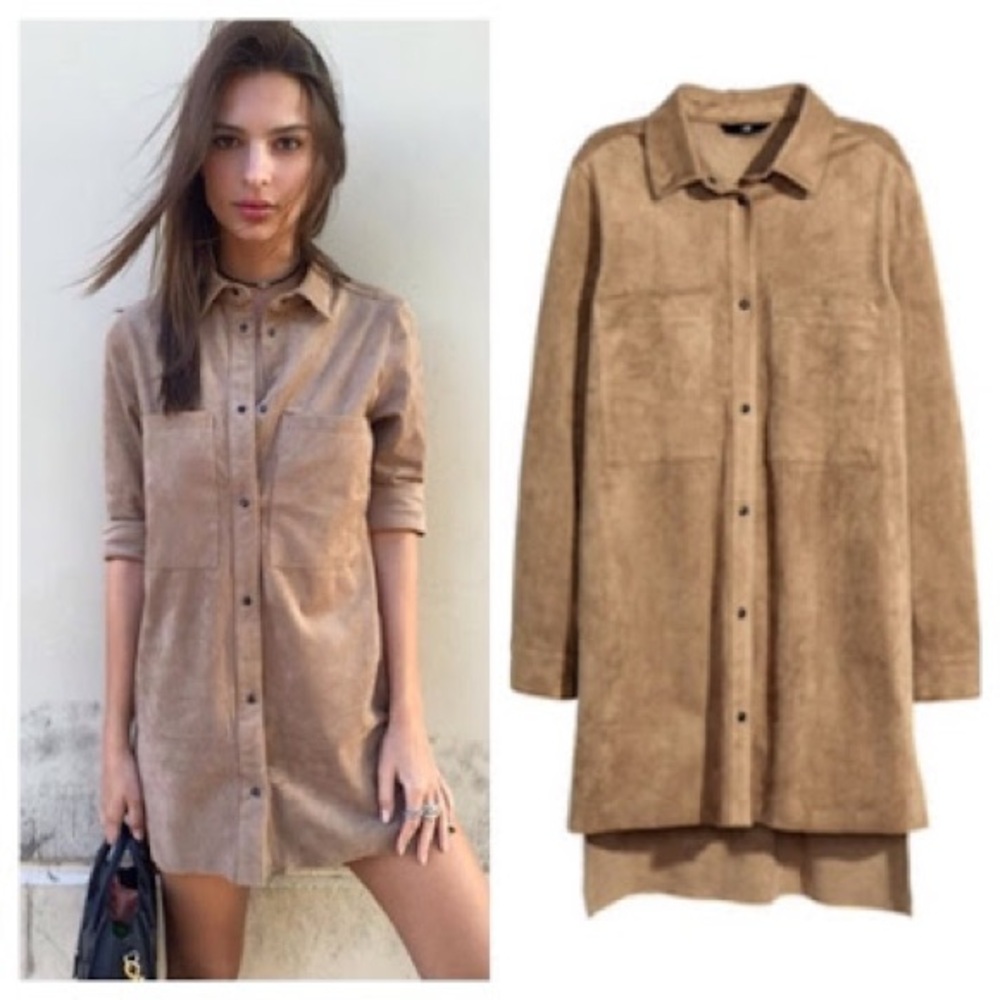 H&M Camel Suede Shirt Dress